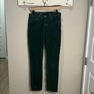 AG Adriano Goldschmied Pants The Prima Cigarette Corduroy Forest Green Skinny